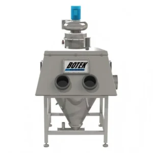 It safely and dust-free unloads dry bulk materials from small bags into production lines.